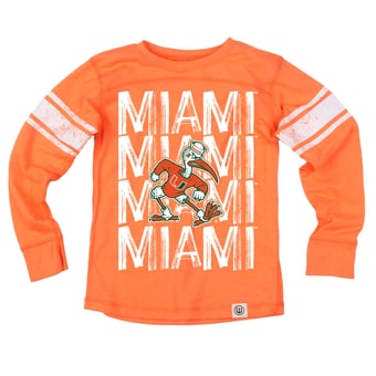 Youth Wes & Willy  Orange Miami Hurricanes Long Sleeve Football Jersey T-Shirt
