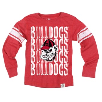 Youth Wes & Willy  Red Georgia Bulldogs Long Sleeve Football Jersey T-Shirt