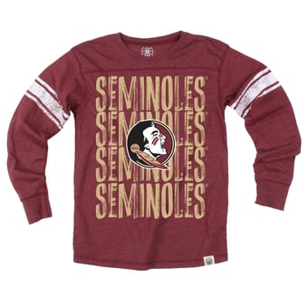 Youth Wes & Willy  Garnet Florida State Seminoles Long Sleeve Football Jersey T-Shirt