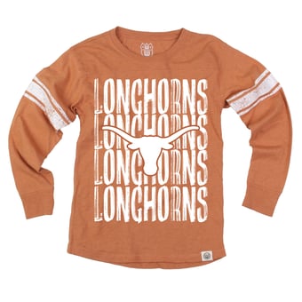 Youth Wes & Willy  Orange Texas Longhorns Long Sleeve Football Jersey T-Shirt