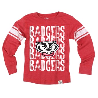 Youth Wes & Willy  Red Wisconsin Badgers Long Sleeve Football Jersey T-Shirt