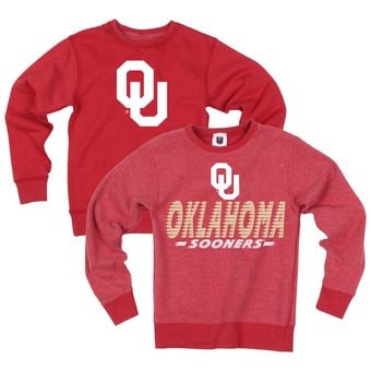 Youth Wes & Willy  Crimson Oklahoma Sooners Reversible Sweatshirt