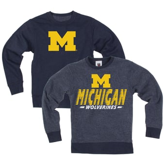 Youth Wes & Willy  Navy Michigan Wolverines Reversible Sweatshirt