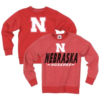 Youth Wes & Willy  Scarlet Nebraska Huskers Reversible Sweatshirt