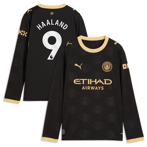 Maillot Extérieur Manchester City PUMA 26/27 - Manches longues - Enfant avec flocage Haaland 9