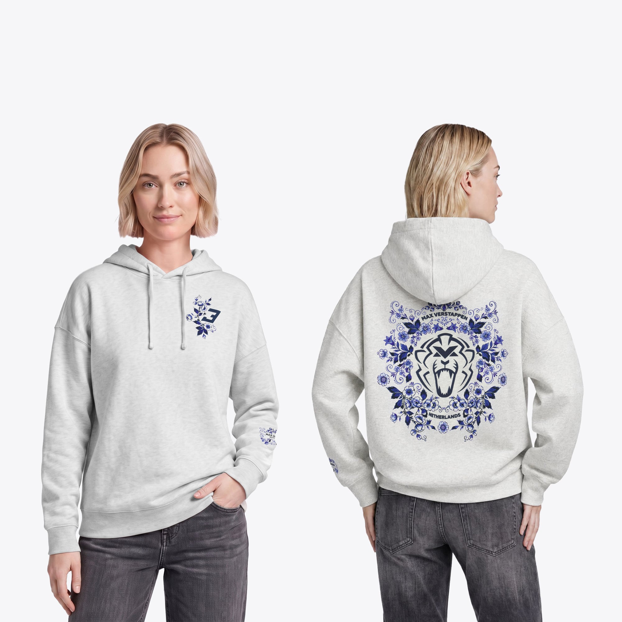 „Unleash the Lion“ Kapuzenpullover in Delfter Blau – Damen
