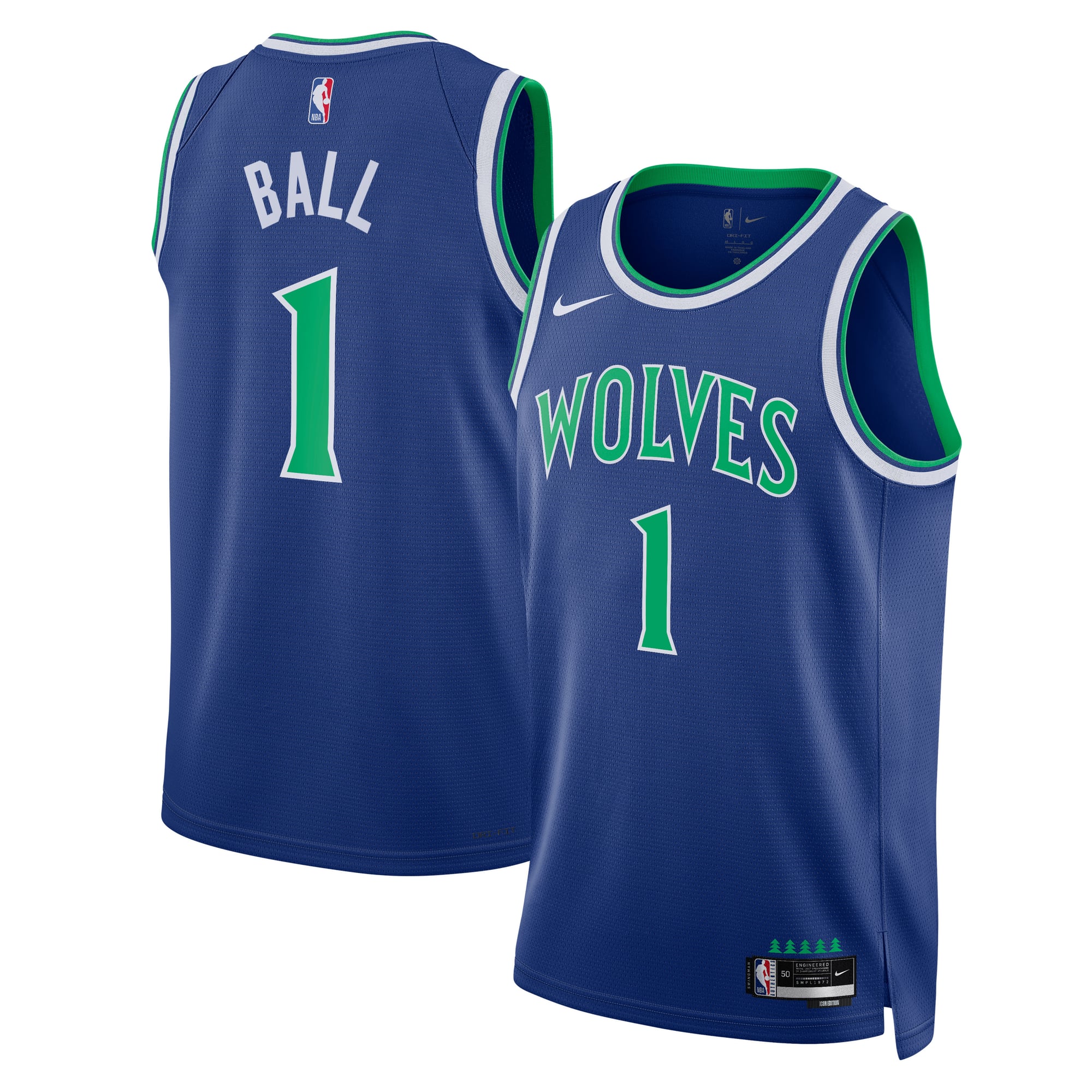 Camiseta réplica Nike Icon Edition Swingman de los Minnesota Timberwolves - Azul - Lamelo Ball - Unisex