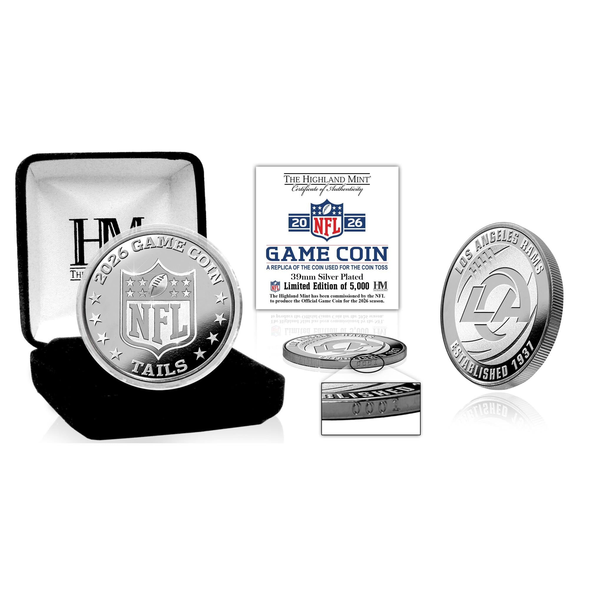 Highland Mint Los Angeles Rams Limited-Edition 2026 Silver-Plated Game Flip Coin