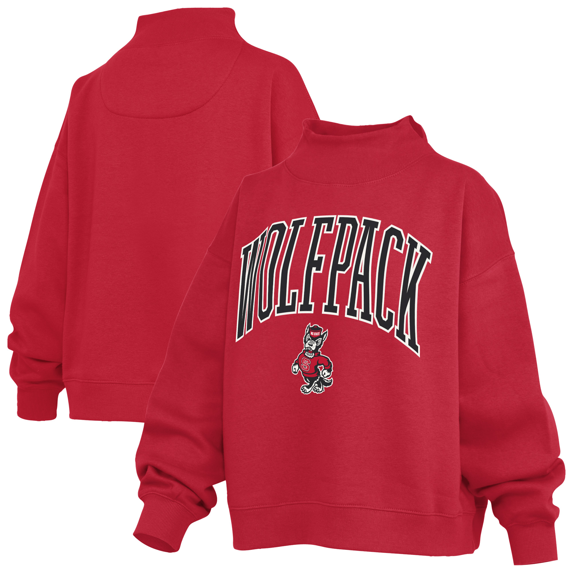 Women’s Pressbox Red NC State Wolfpack Oversized Slogan Fleece Mock Neck Sweatshirt Women’s Pressbox Red NC State Wolfpack Oversized Slogan Fleece Mock Neck Sweatshirt