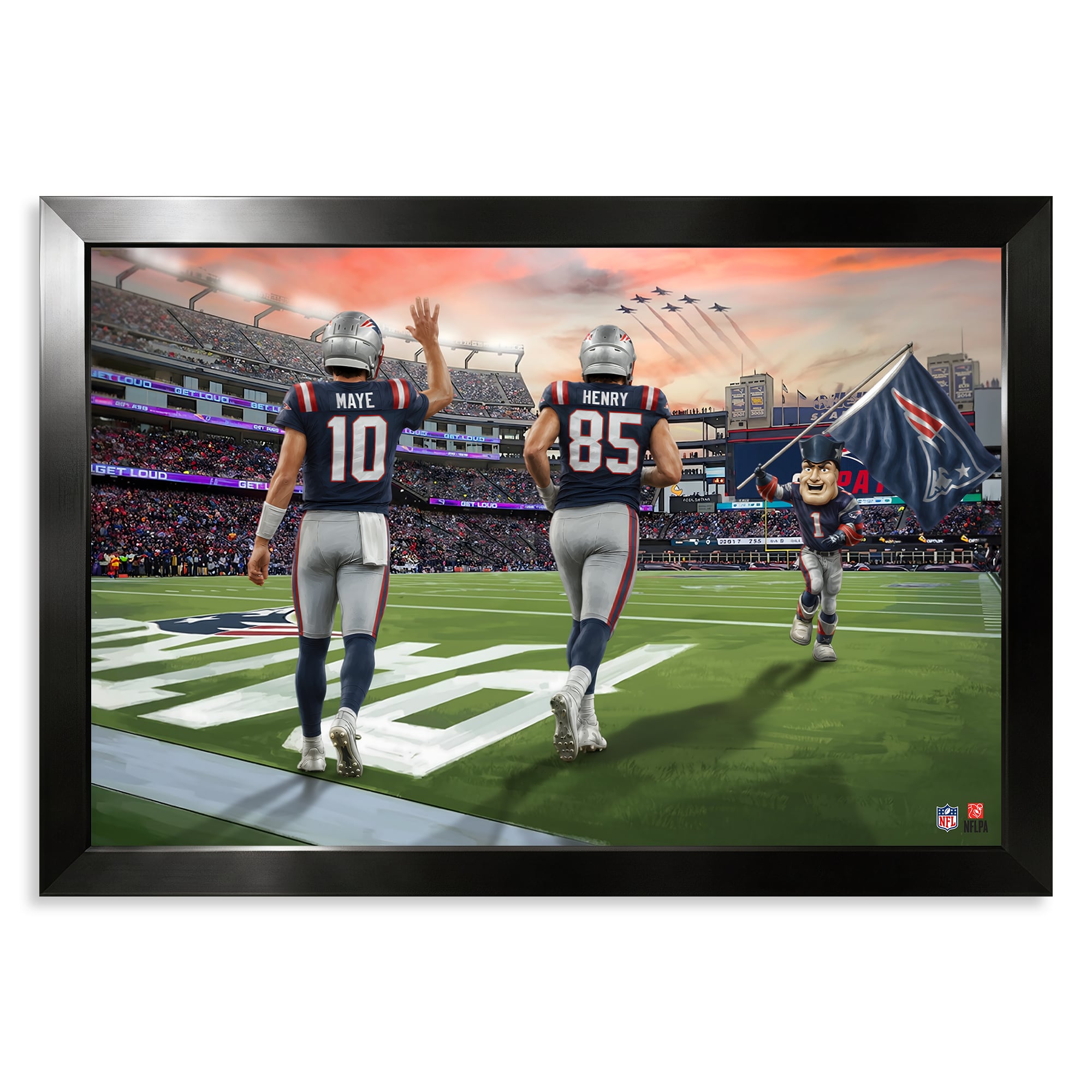 New England Patriots Drake Maye & Hunter Henry 27" x 39" Two-Player Framed Print