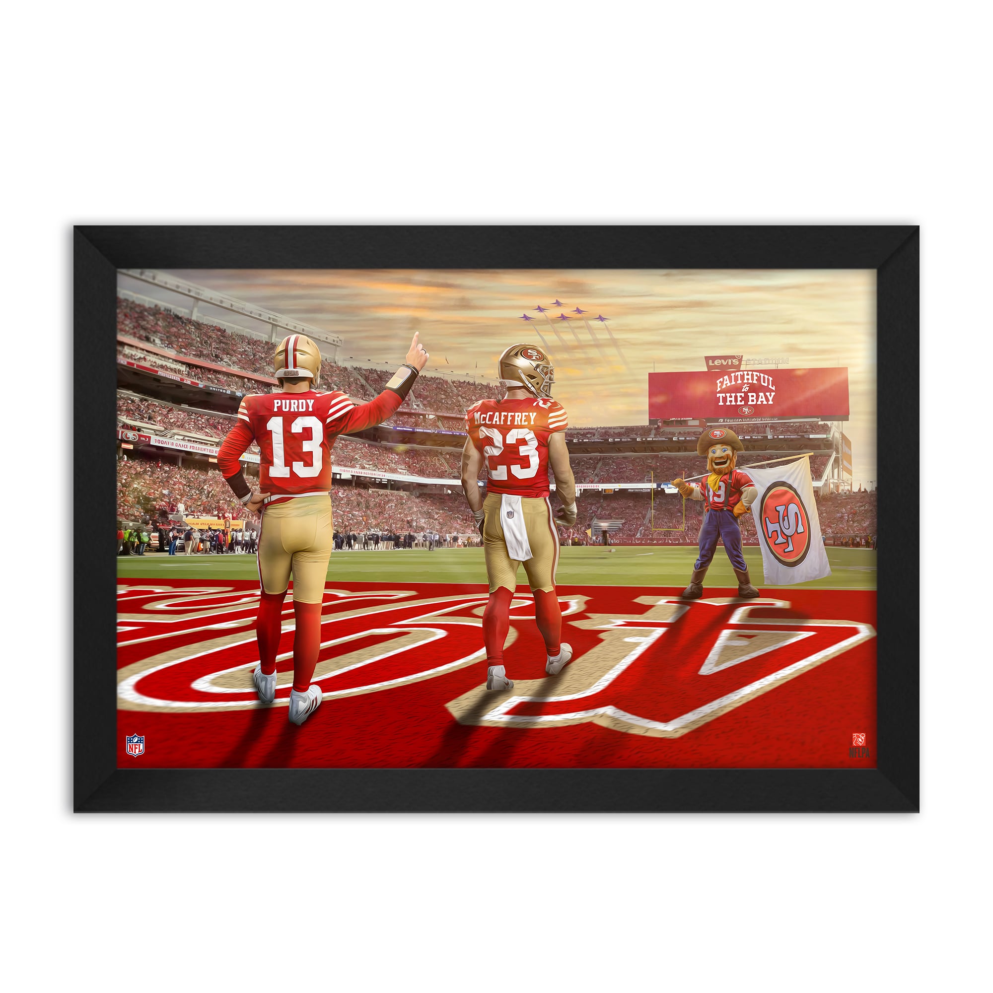 San Francisco 49ers Brock Purdy & Christian McCaffrey 27" x 39" Two-Player Framed Print
