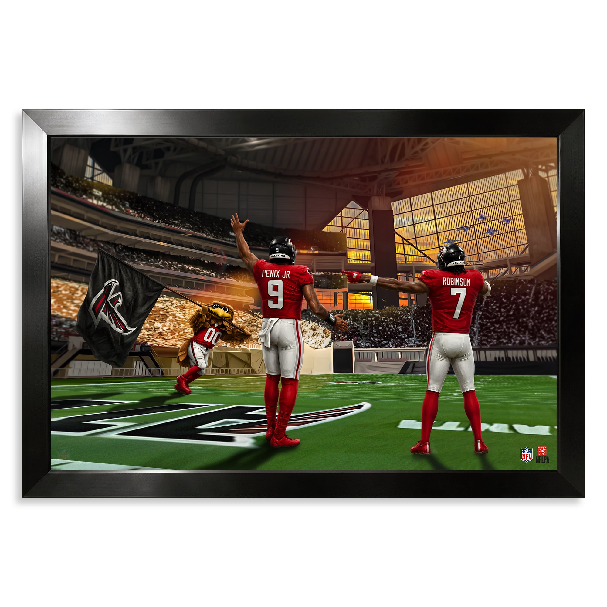 Atlanta Falcons Bijan Robinson & Michael Penix Jr. 27" x 39" Two-Player Framed Print