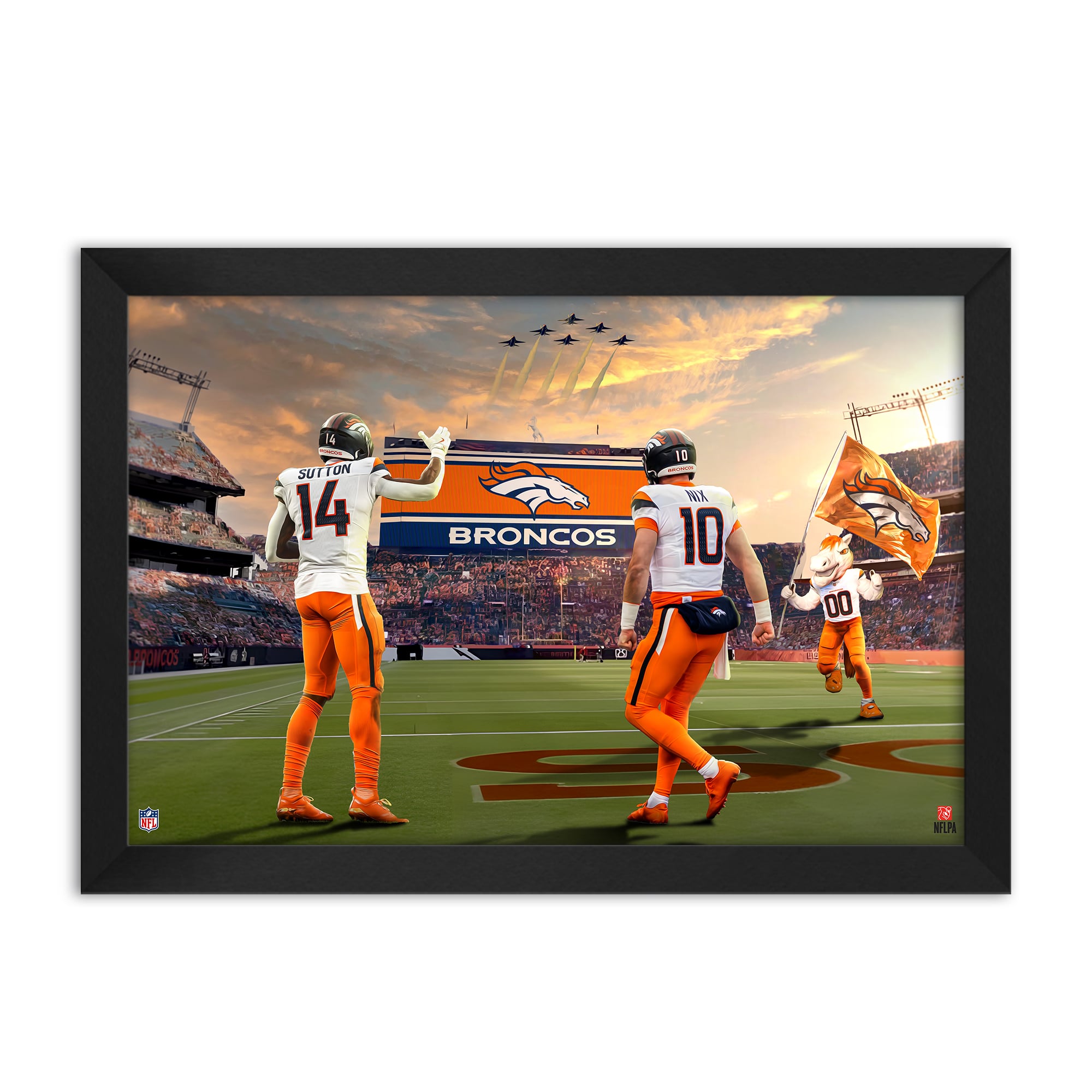 Denver Broncos Bo Nix & Courtland Sutton 27" x 39" Two-Player Framed Print