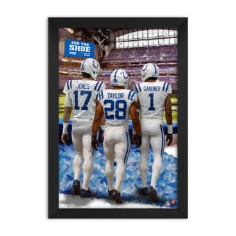 Indianapolis Colts Jonathan Taylor, Daniel Jones & Ahmad Sauce Gardner 27" x 39" Three-Player Framed Print