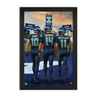 Seattle Seahawks Cooper Kupp, Sam Darnold & Jaxon Smith-Njigba 27" x 39" Three-Player Framed Print