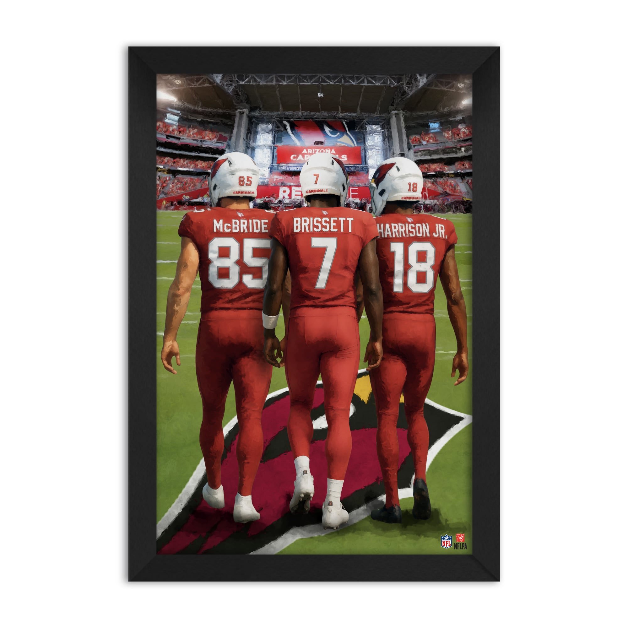 Arizona Cardinals Marvin Harrison Jr., Trey McBride & Jacoby Brissett 14" x 20" Three-Player Framed Print