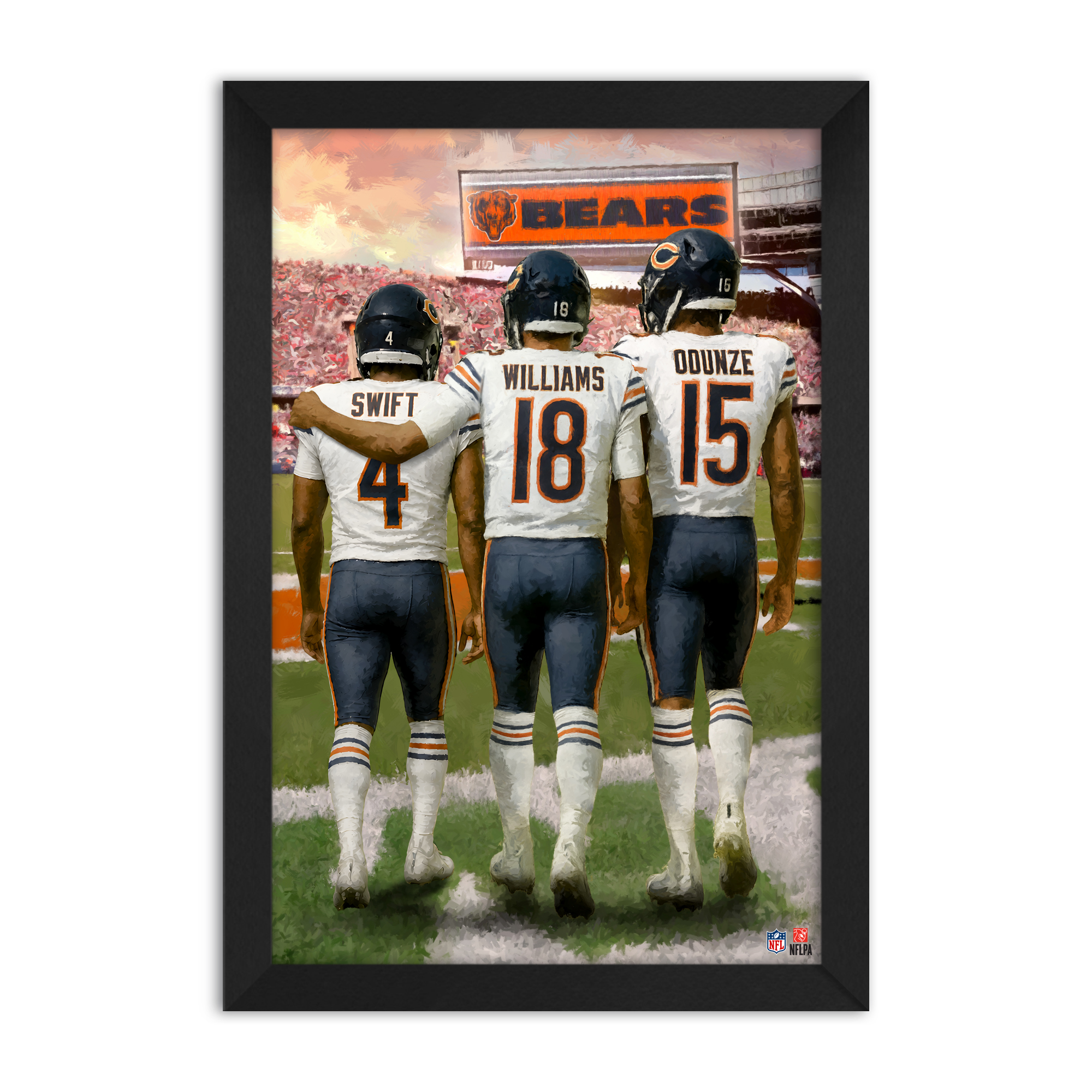 Chicago Bears D'Andre Swift, Rome Odunze & Caleb Williams 14" x 20" Three-Player Framed Print
