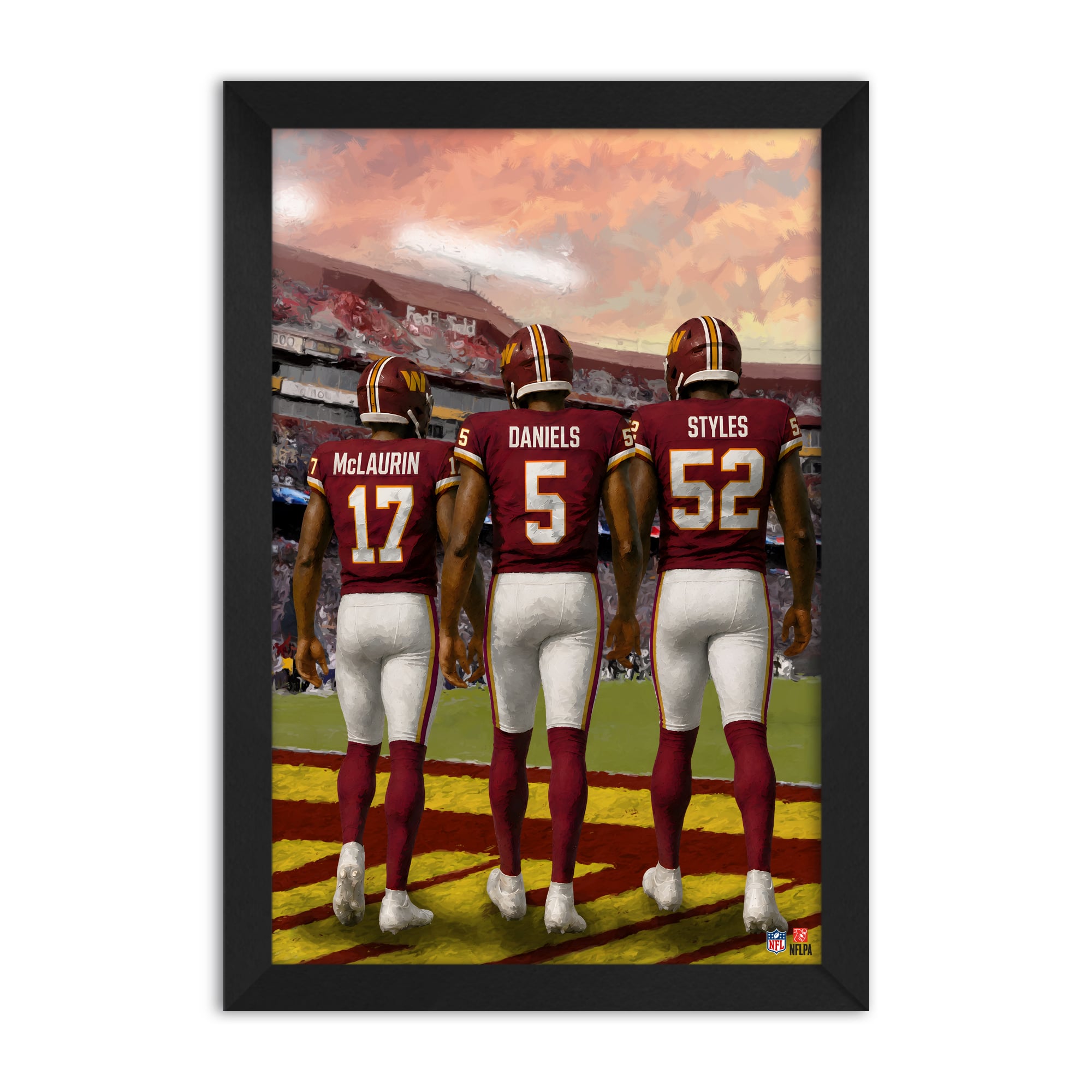 Washington Commanders Terry McLaurin, Jayden Daniels & Sonny Styles 14" x 20" Three-Player Framed Print