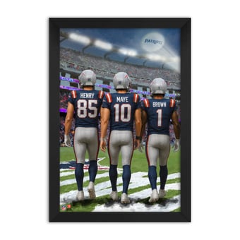 New England Patriots Hunter Henry, Drake Maye & A.J. Brown 14" x 20" Three-Player Framed Print