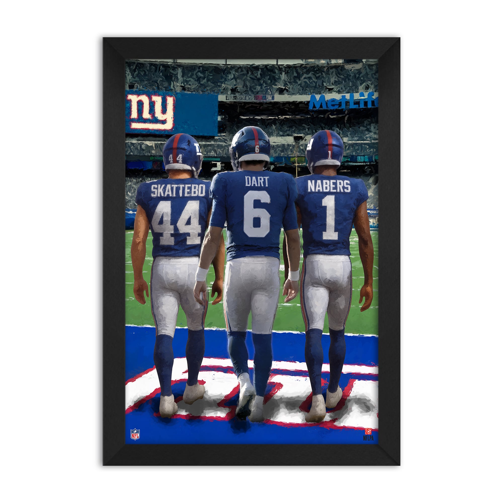 New York Giants Cam Skattebo, Jaxson Dart & Malik Nabers 14" x 20" Three-Player Framed Print