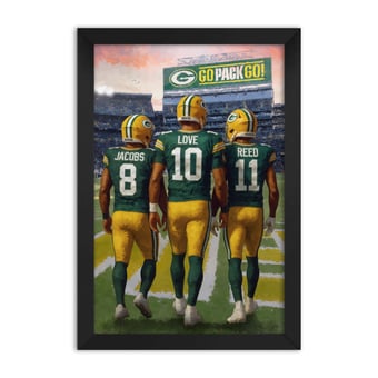 Green Bay Packers Josh Jacobs, Jordan Love & Jayden Reed 14" x 20" Three-Player Framed Print