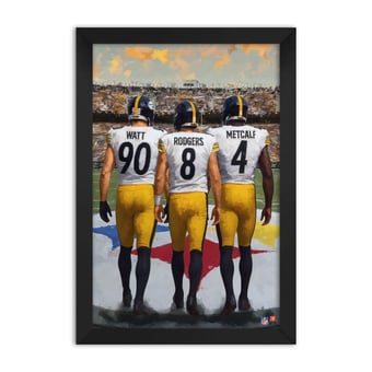 Pittsburgh Steelers T.J. Watt, Aaron Rodgers & DK Metcalf 14" x 20" Three-Player Framed Print