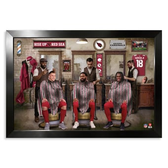 Arizona Cardinals Trey McBride, Jacoby Brissett & Marvin Harrison Jr. 14" x 20" Barbershop Framed Print