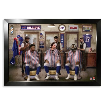 Buffalo Bills Keon Coleman, Josh Allen & James Cook 14" x 20" Barbershop Framed Print