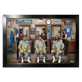 Los Angeles Chargers Ladd McConkey, Justin Herbert & Najee Harris 14" x 20" Barbershop Framed Print