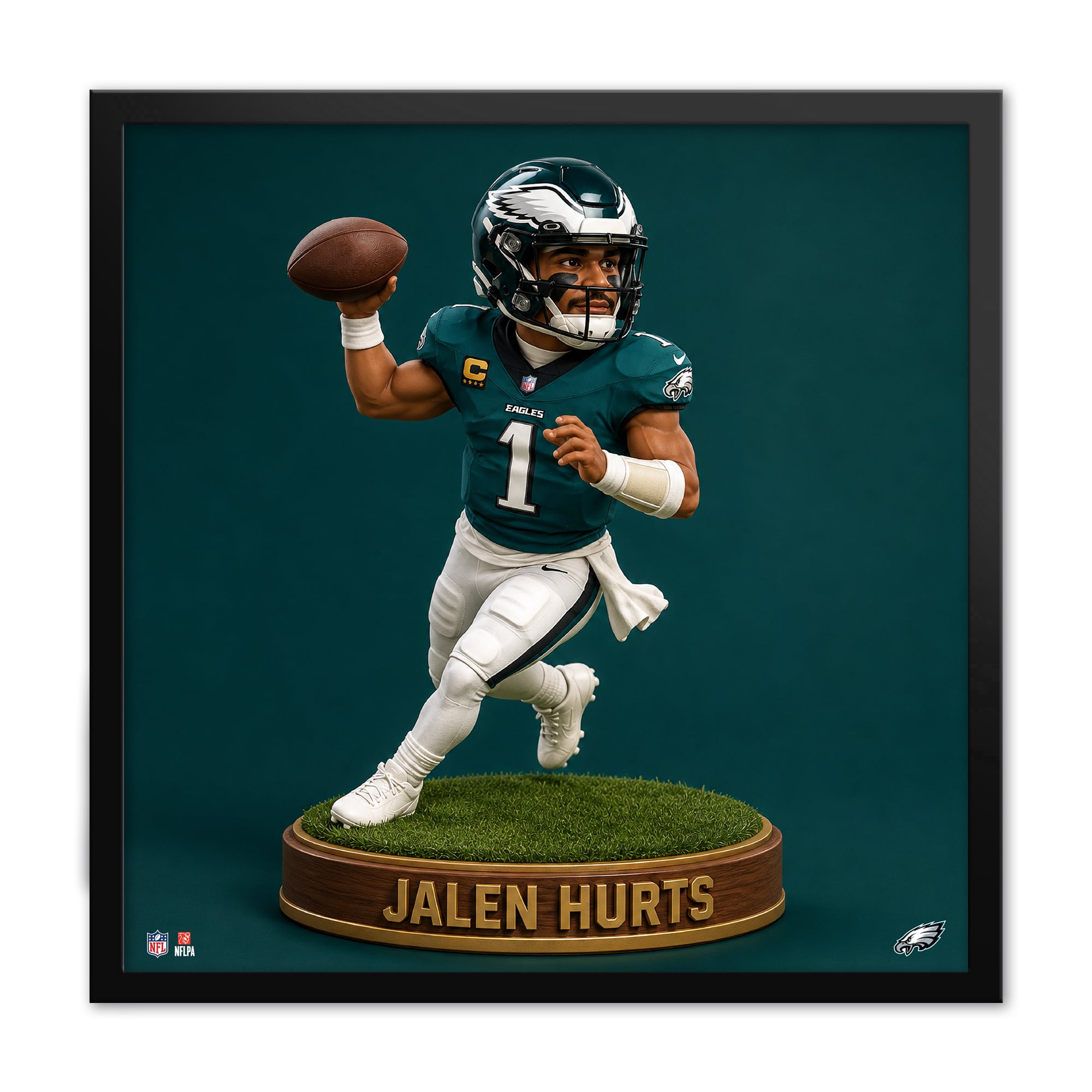 Jalen Hurts Philadelphia Eagles 13" x 13" Bobblehead Framed Print