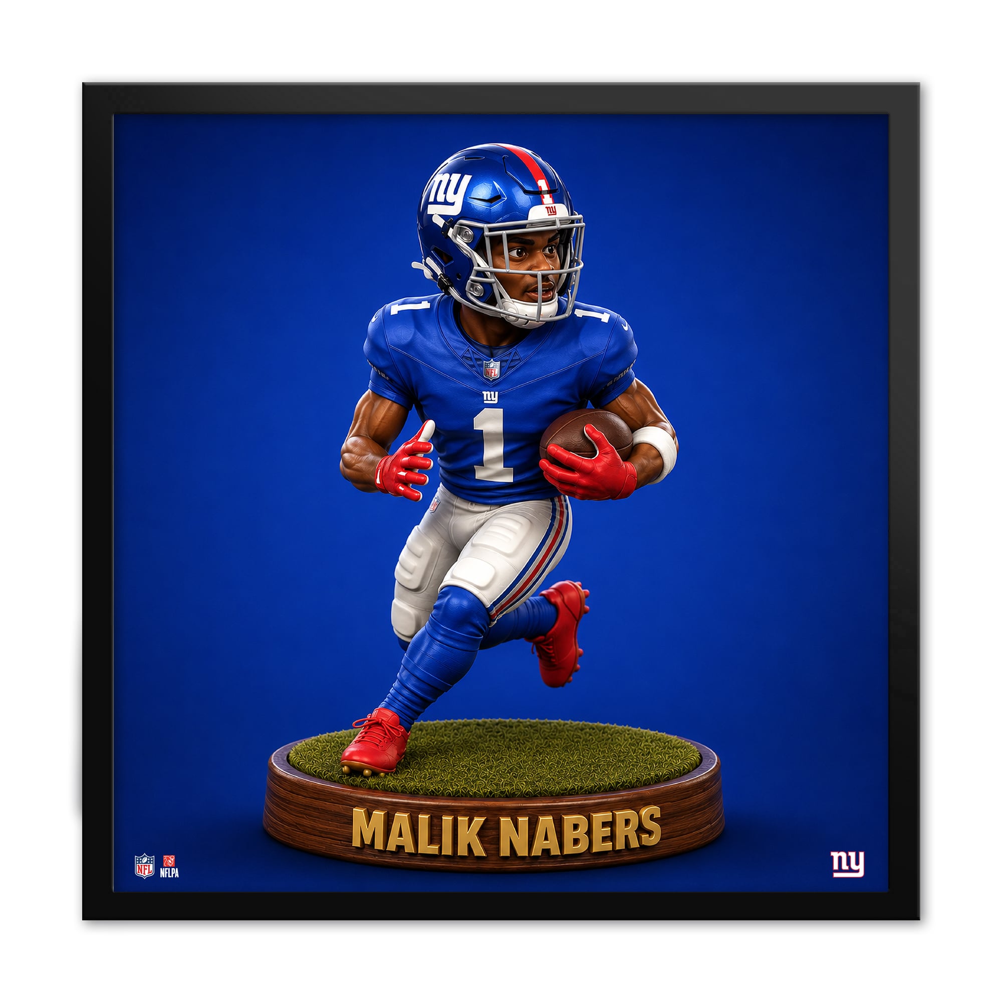 Malik Nabers New York Giants 13" x 13" Bobblehead Framed Print