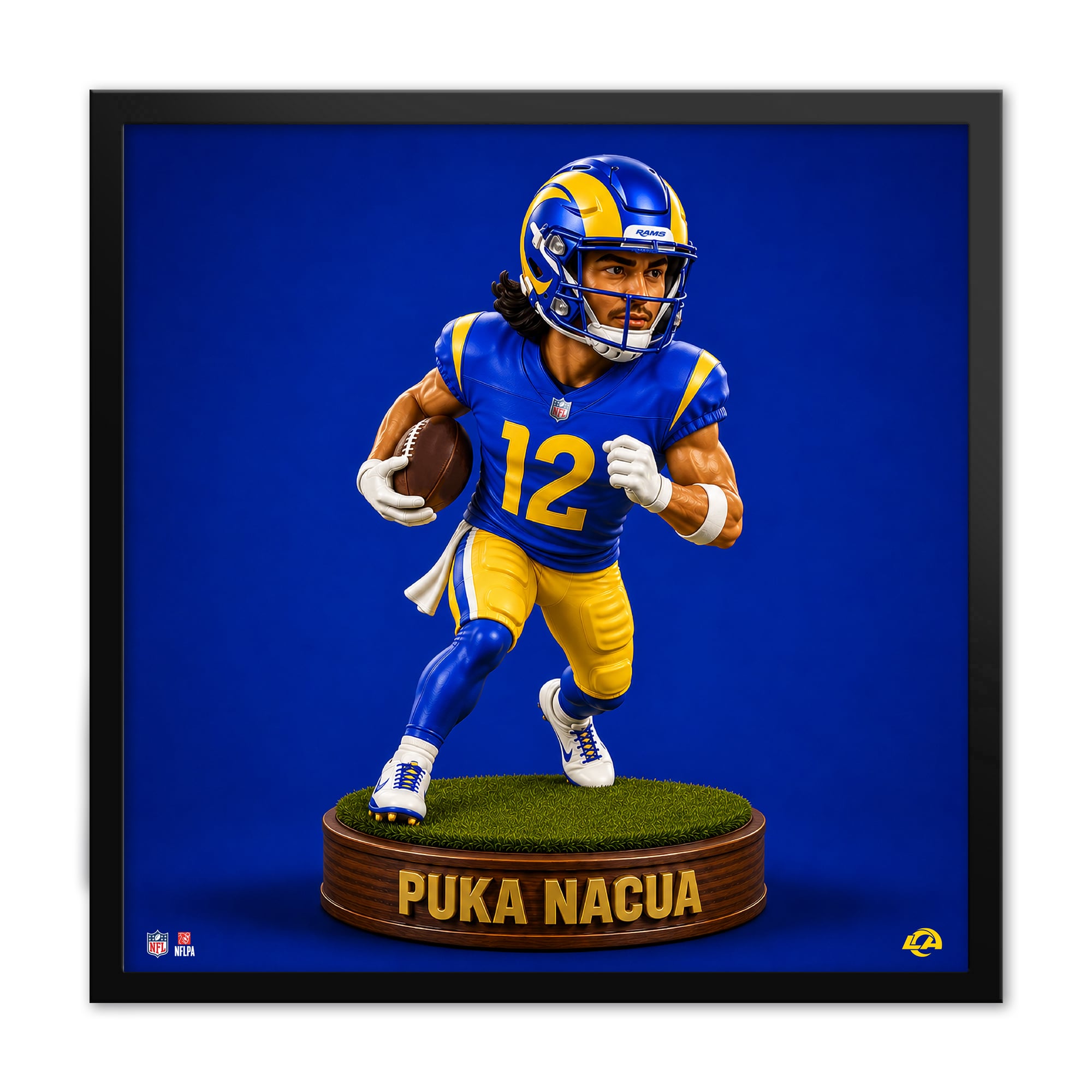 Puka Nacua Los Angeles Rams 13″ x 13″ Bobblehead Framed Print Puka Nacua Los Angeles Rams 13″ x 13″ Bobblehead Framed Print