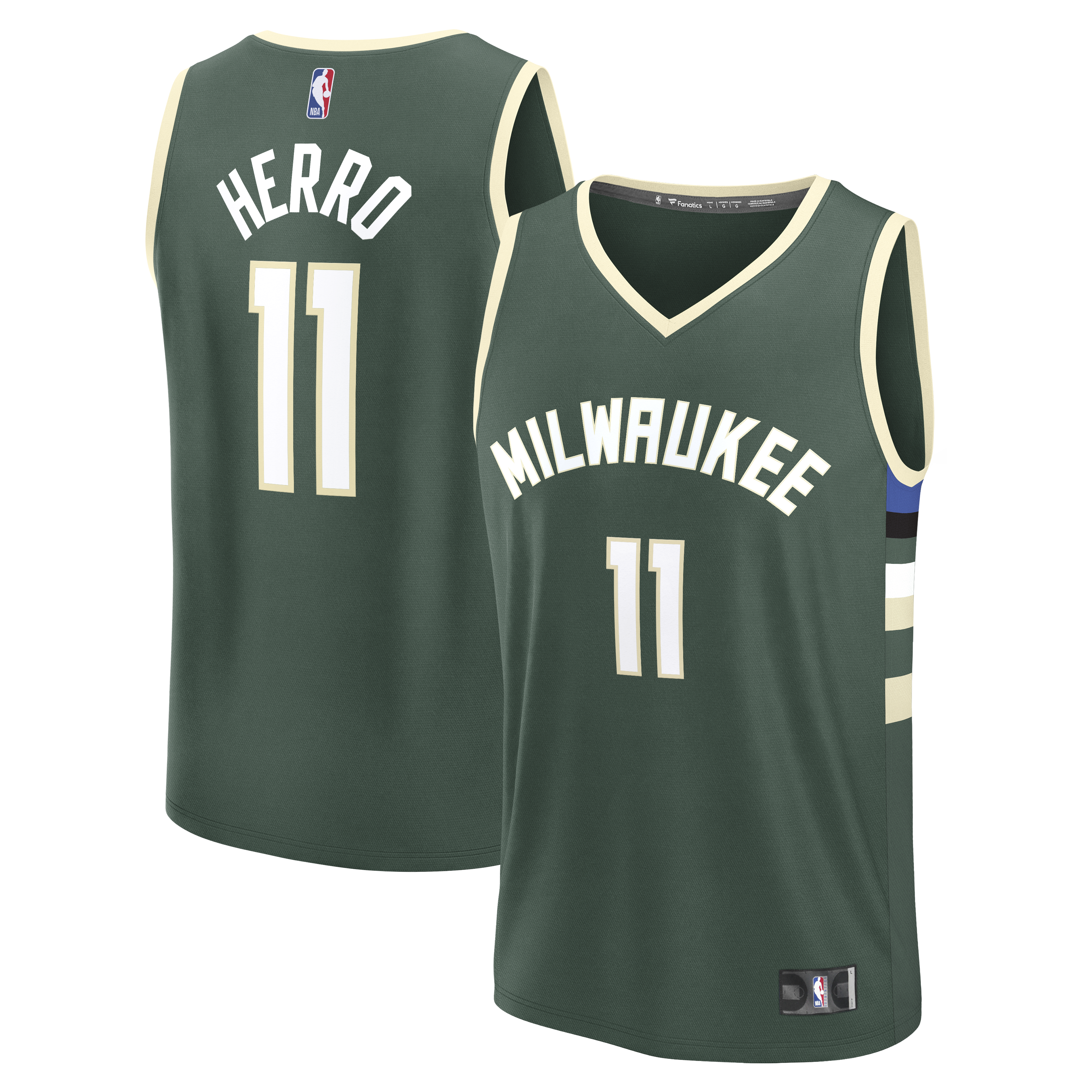 Men's Fanatics Tyler Herro Hunter Green Milwaukee Bucks Fast Break Replica Jersey - Icon Edition