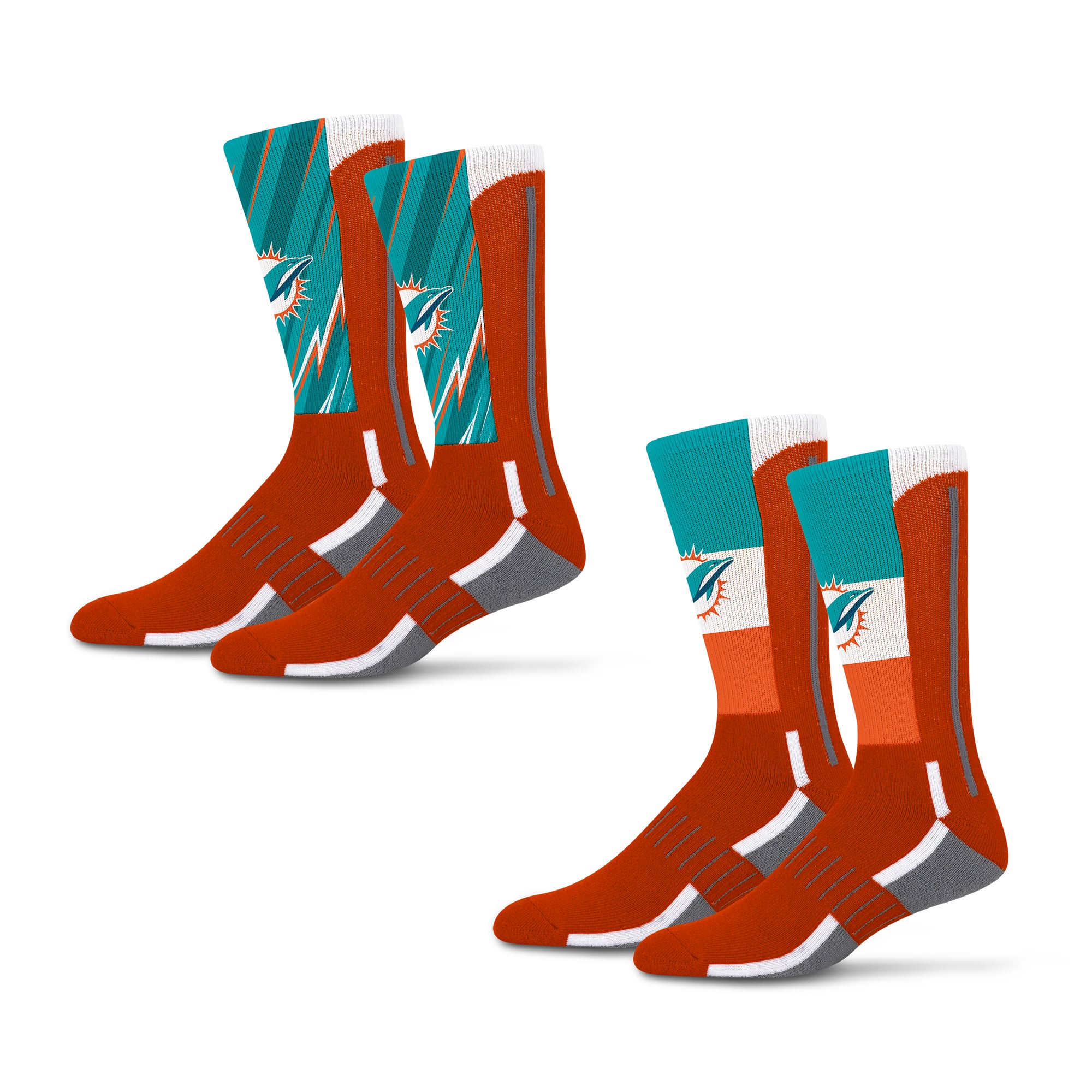 Unisex Starter Miami Dolphins Big Energy Neo Two-Pack Crew Socks Set