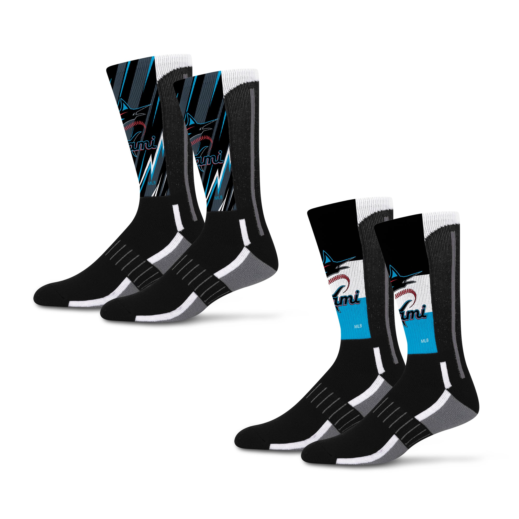 Unisex Starter Miami Marlins Big Energy Neo Two-Pack Crew Socks Set