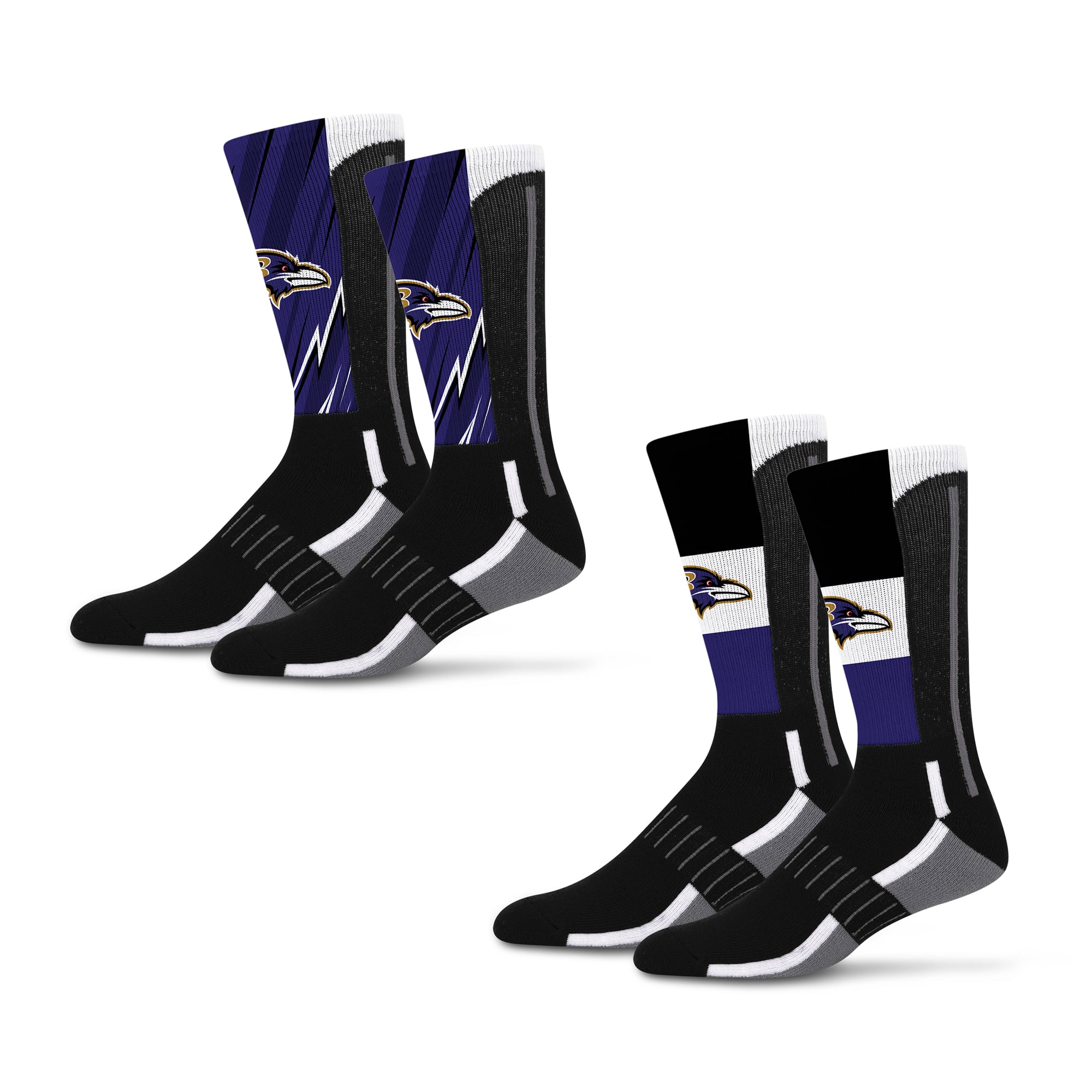 Unisex Starter Baltimore Ravens Big Energy Neo Two-Pack Crew Socks Set