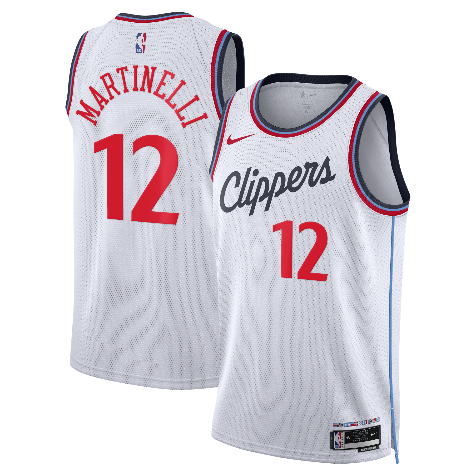 Camiseta réplica Nike Association Edition Swingman de Los Angeles Clippers - Blanca - Nick Martinelli - Unisex
