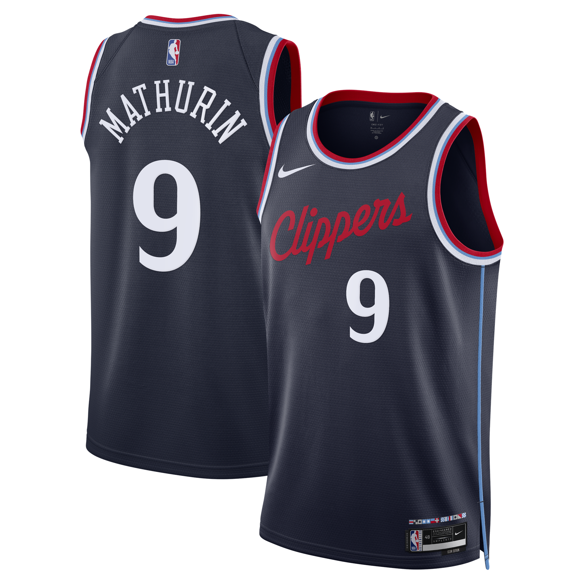 Camiseta réplica Nike Icon Edition Swingman de Los Angeles Clippers - Azul marino - Benedict Mathurin - Unisex