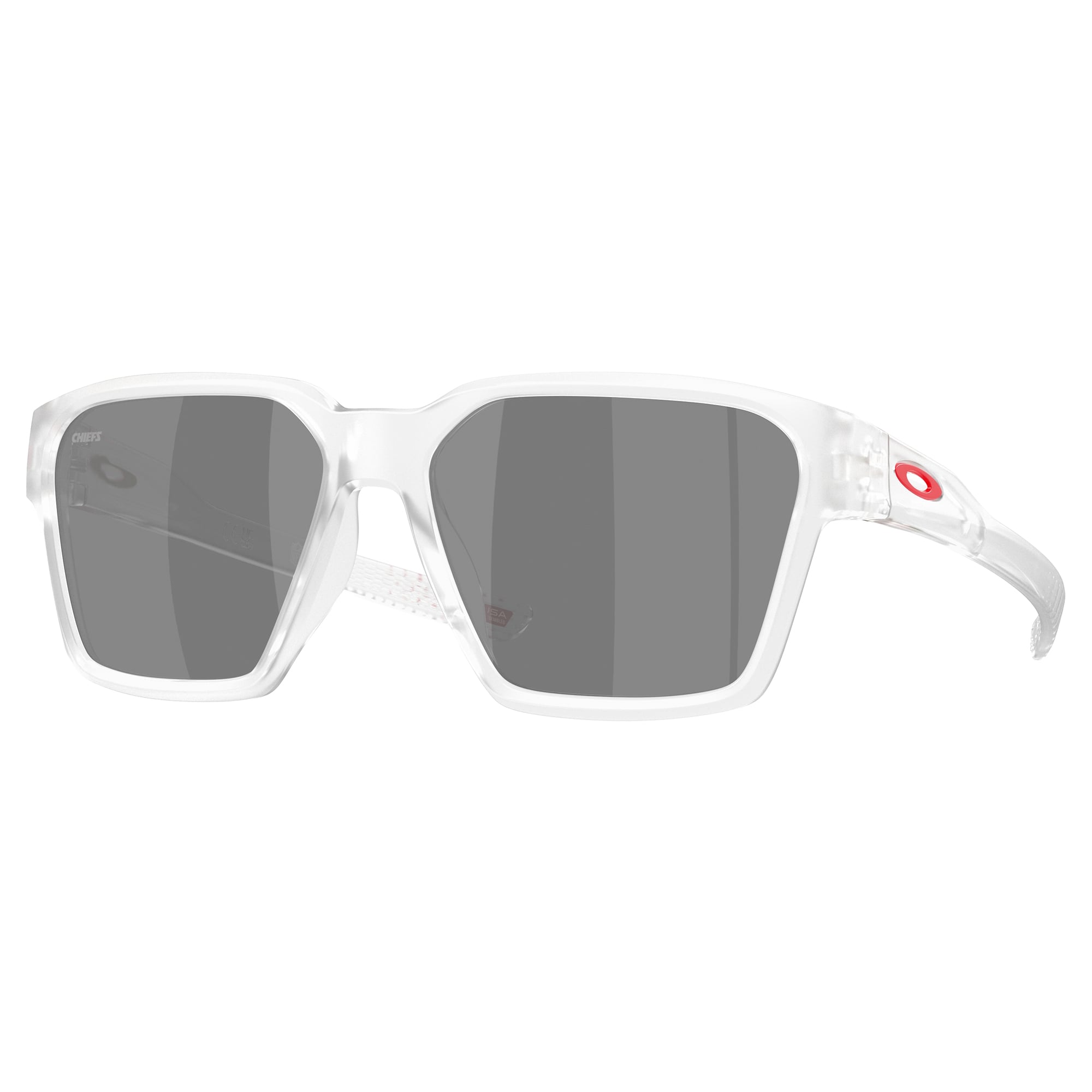 Unisex Oakley Kansas City Chiefs Briza Matte Clear Sunglasses with Prizm Black Polarized Lenses