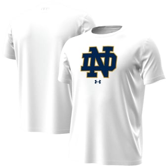 Men's Under Armour White Notre Dame Fighting Irish Primary Tech Stretch T-Shirt