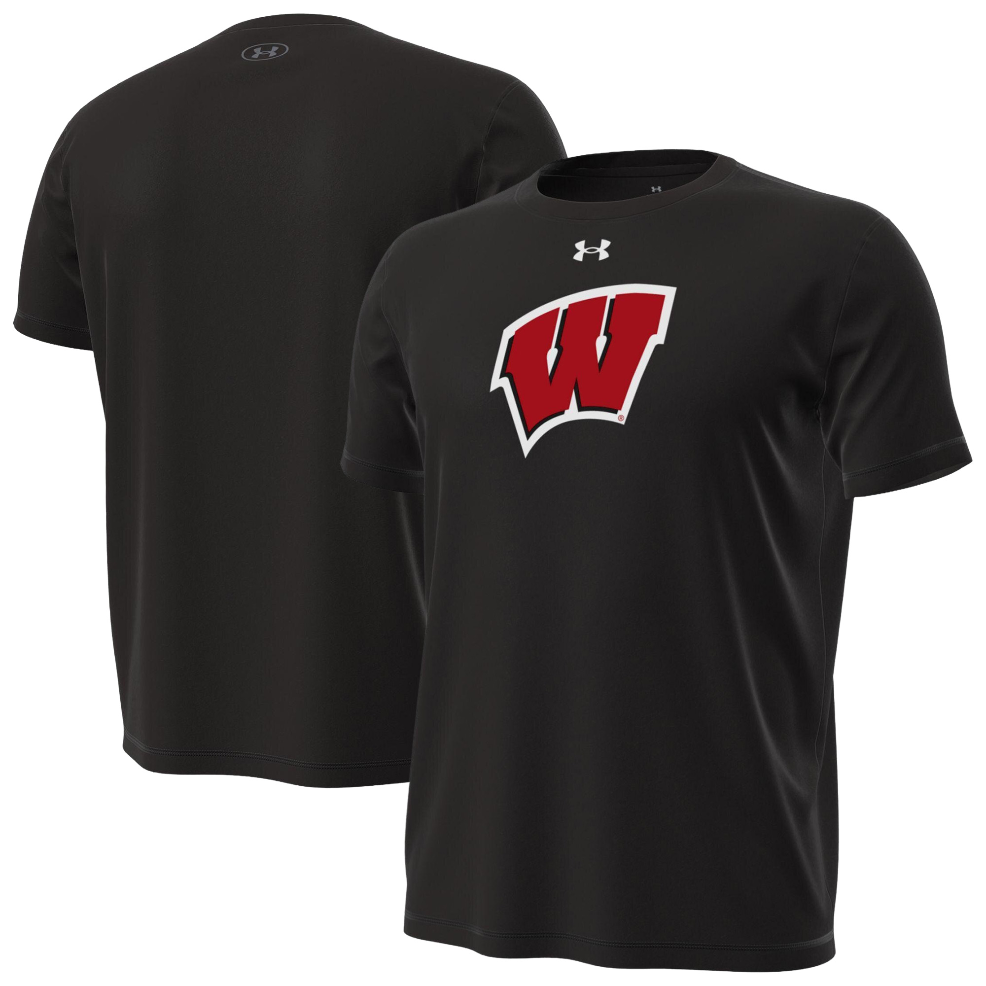 Men’s Under Armour Black Wisconsin Badgers Primary Tech Stretch T-Shirt Men’s Under Armour Black Wisconsin Badgers Primary Tech Stretch T-Shirt