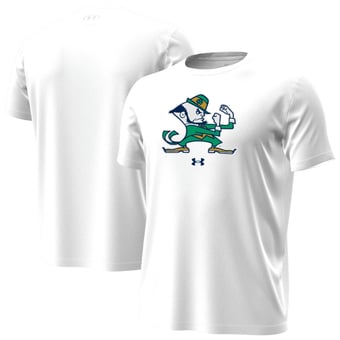 Men's Under Armour White Notre Dame Fighting Irish Leprechaun Tech Stretch T-Shirt