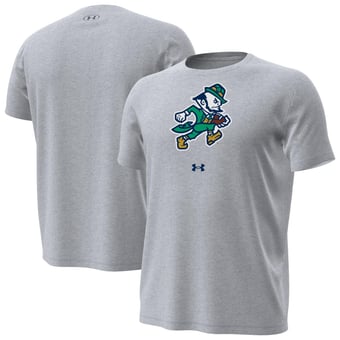 Men's Under Armour  Gray Notre Dame Fighting Irish Football Leprechaun Core Tech Stretch T-Shirt