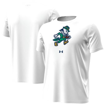 Men's Under Armour White Notre Dame Fighting Irish Football Leprechaun Tech Stretch T-Shirt