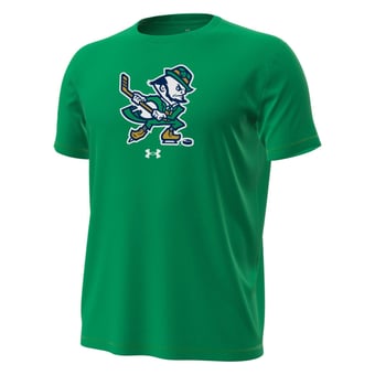 Men's Under Armour Kelly Green Notre Dame Fighting Irish Hockey Leprechaun Tech Stretch T-Shirt