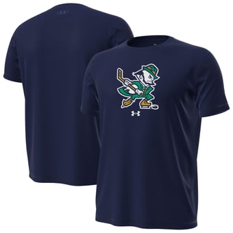 Men's Under Armour Navy Notre Dame Fighting Irish Hockey Leprechaun Tech Stretch T-Shirt