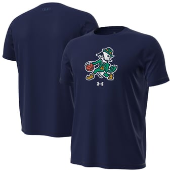 Men's Under Armour Navy Notre Dame Fighting Irish Basketball Leprechaun Tech Stretch T-Shirt