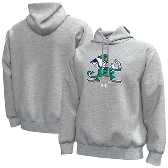 Men's Under Armour  Heather Gray Notre Dame Fighting Irish Core Icon Fleece Pullover Hoodie