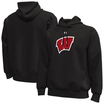 Men's Under Armour  Black Wisconsin Badgers Core Icon Fleece Pullover Hoodie