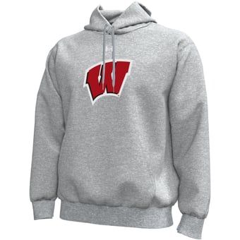 Men's Under Armour  Heather Gray Wisconsin Badgers Core Icon Fleece Pullover Hoodie